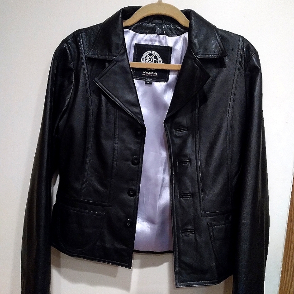 Wilson's Black  Vintage Maxima Leather Jacket.